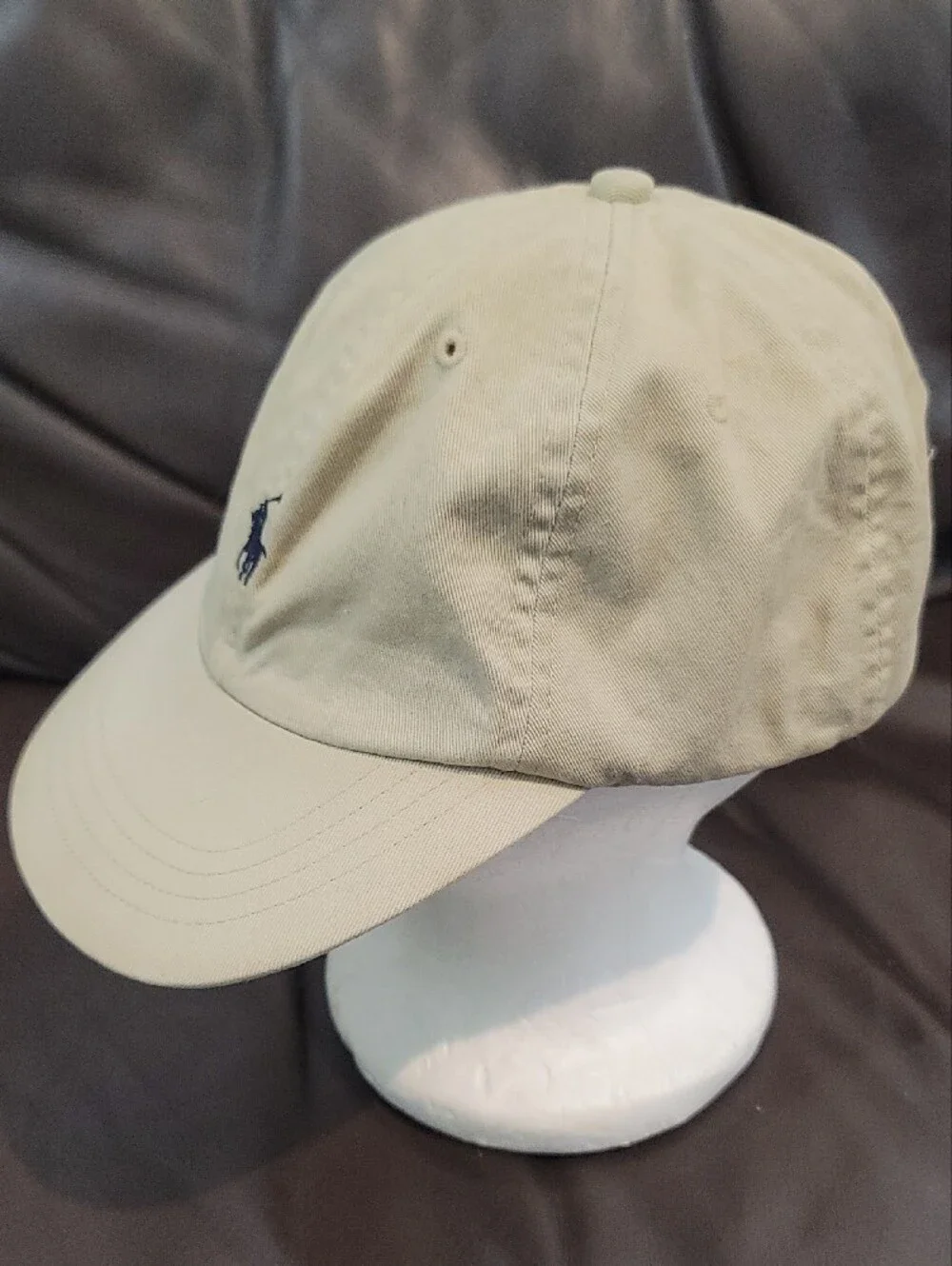Polo Ralph Lauren Classic Baseball Cap - Khaki with Navy Logo Leather Strap